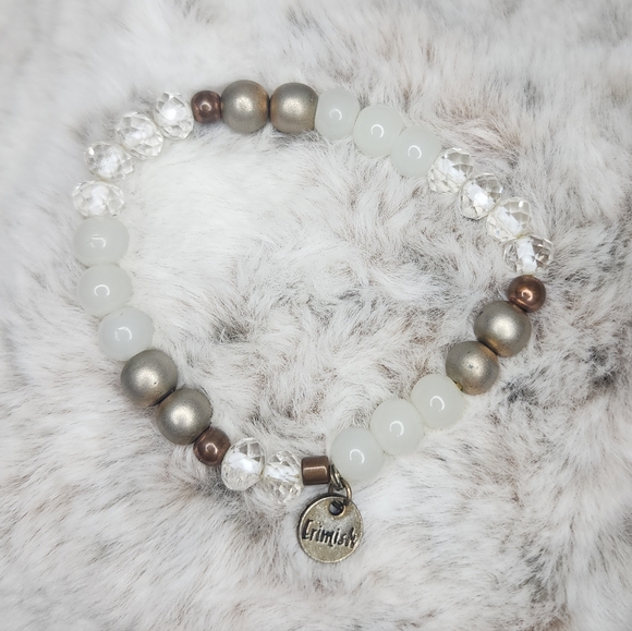 Erimish Frosted White and Metallic Bracelet - Picture 1 of 1